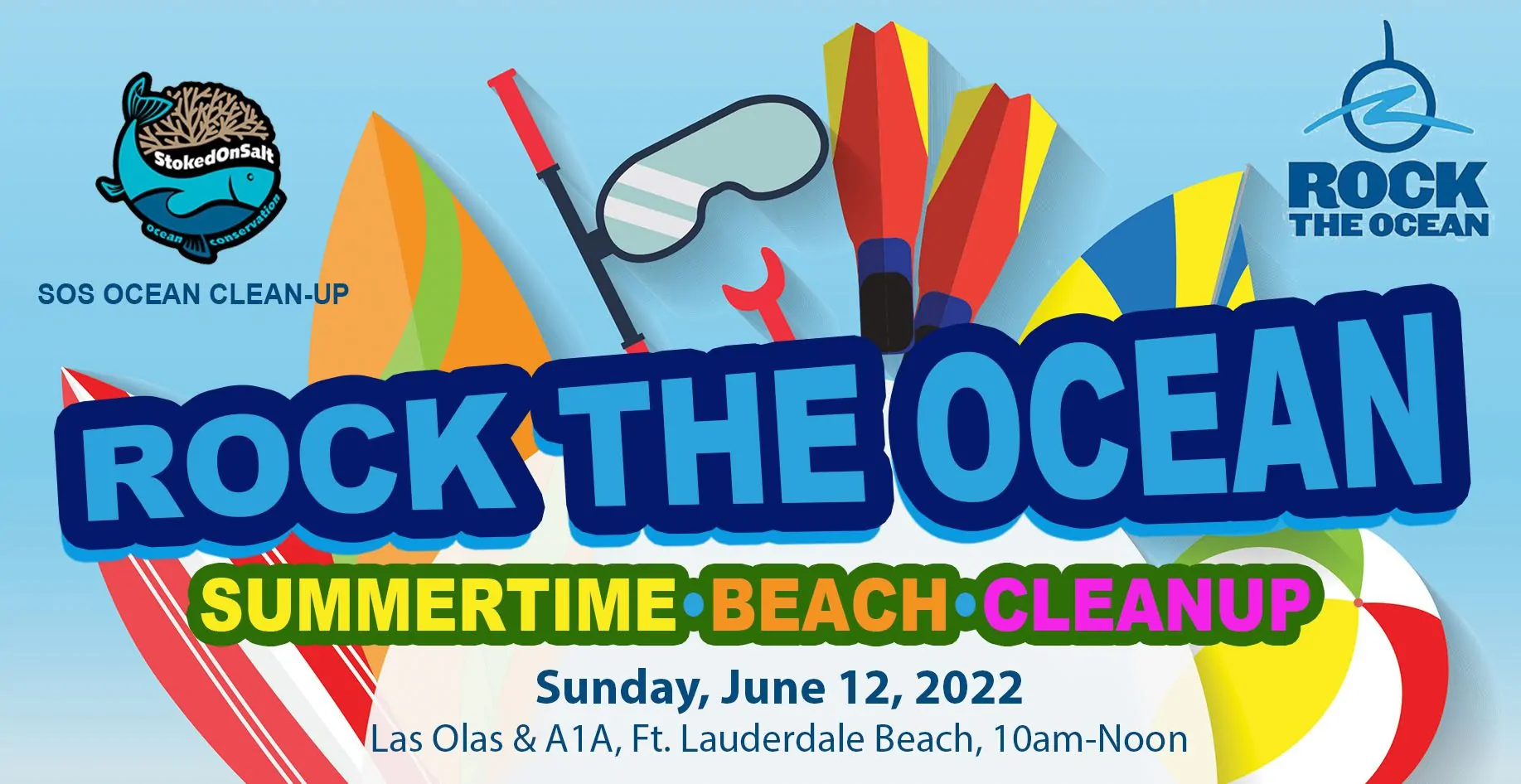 rock the ocean summertime beach cleanup